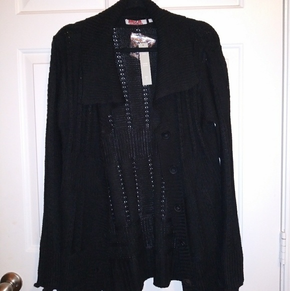 Black Carol Rose Knit Sweater
